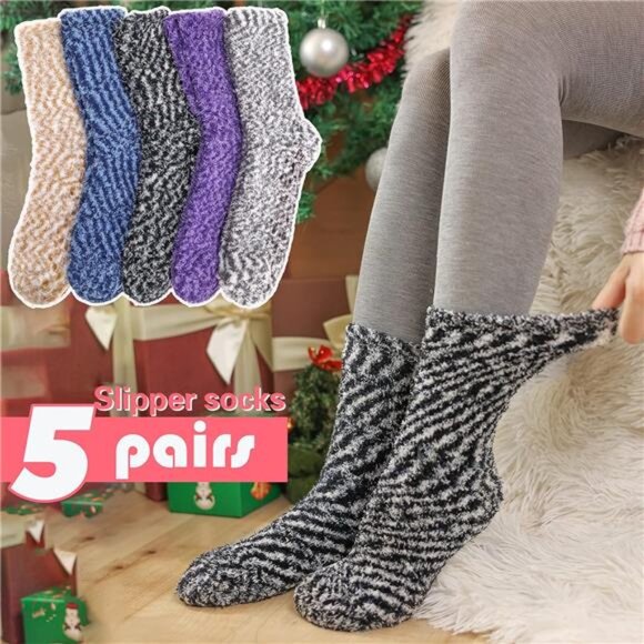 Non Slip Fuzzy Grip Socks for Women Hospital Slipper Grippers Warm Cozy Thick - Picture 3 of 7